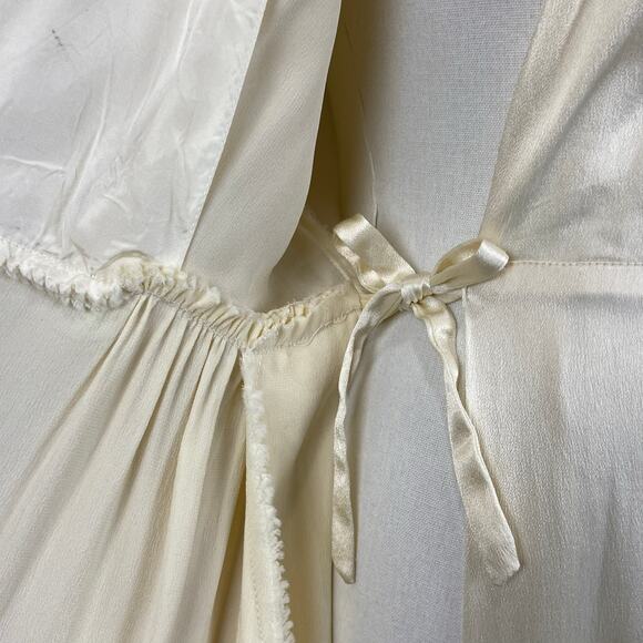 Vintage 30s 40s KAMORA Ivory Liquid Satin Maxi Dressing Gown Robe Women's Size S - Picture 8 of 15